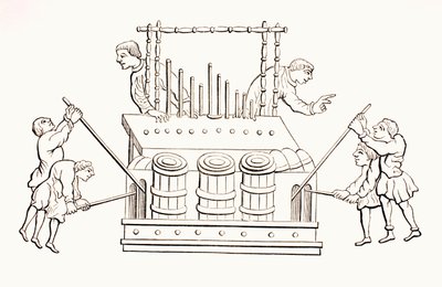 12th Century Bellows Organ with Two Keyboards, from 